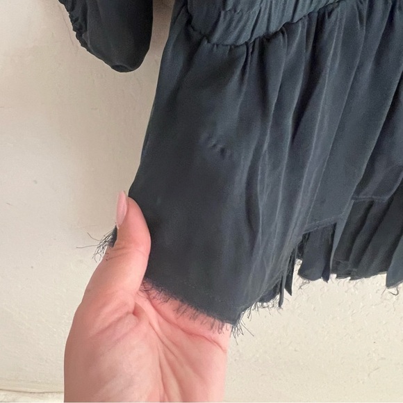 LOVESHACKFANCY navy blue mini silk dress raw hem - Picture 7 of 11